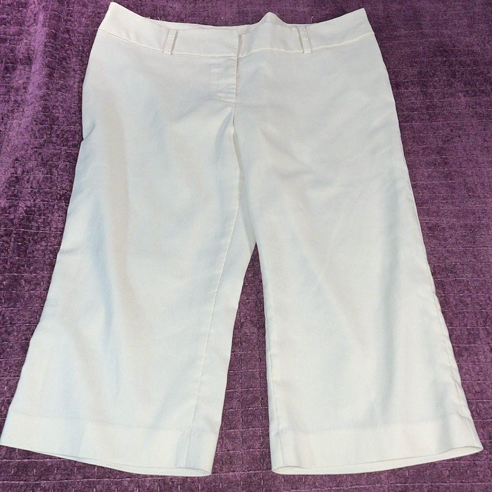 Suzy Sheri wide leg white capri cropped pants size 14/16 plus size